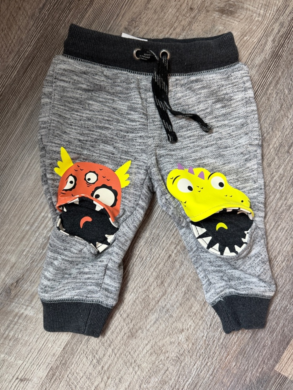 Cat & Jack Gray Joggers with Yellow and Orange Monster Patches
